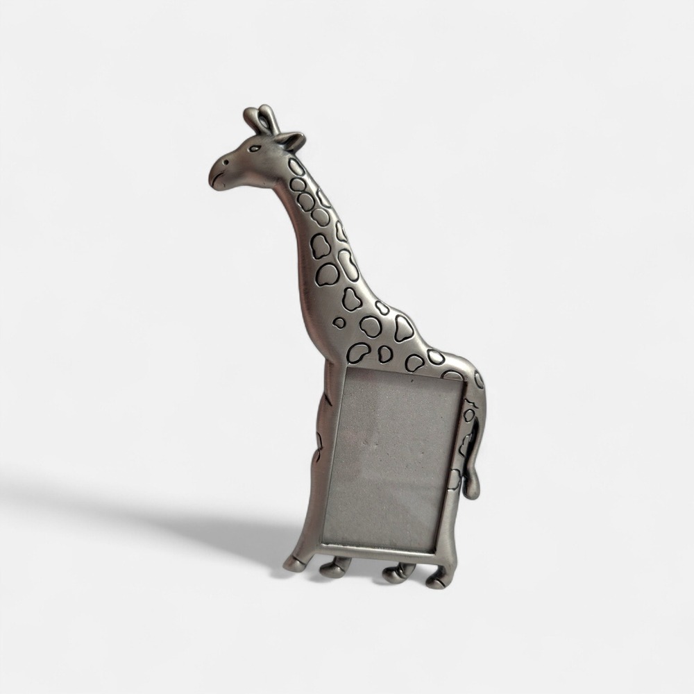 Pewter Giraffe Elsa L longneck standing small photo frame vintage kids room